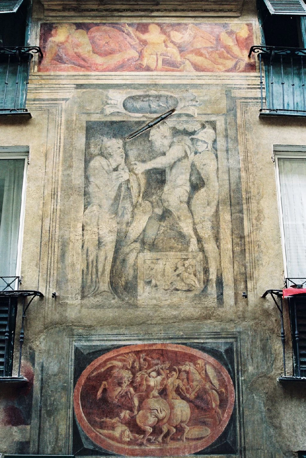 Facciata di Via Lomellini 4 in Genova - Scene con imprese, dettaglio 3